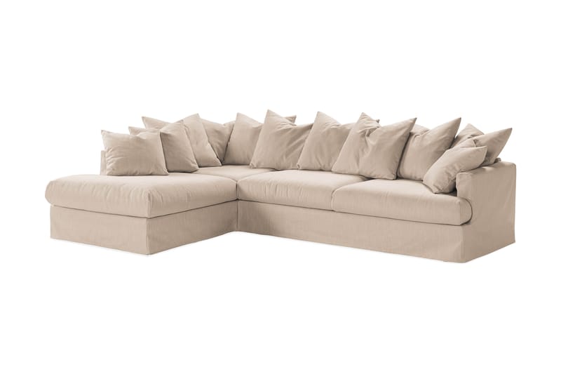Menard 4-seters Venstrevendt L-formet Sjeselongsofa i Stoff - Beige - Møbler - Sofaer - Sofa med sjeselong