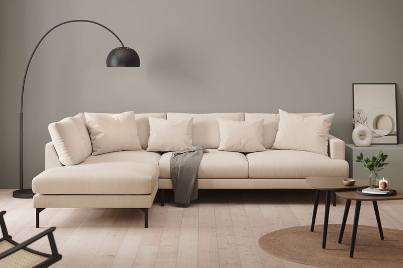 Menard 4-seters Venstrevendt L-formet Sjeselongsofa i Stoff - Beige - Møbler - Sofaer - Sofa med sjeselong