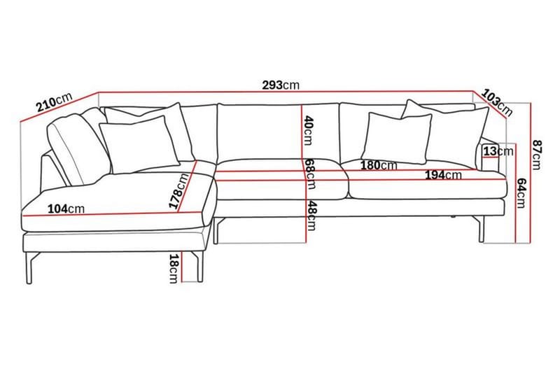 Menard 4-seters Venstrevendt L-formet Sjeselongsofa i Stoff - Grå - Møbler - Sofaer - Sofa med sjeselong