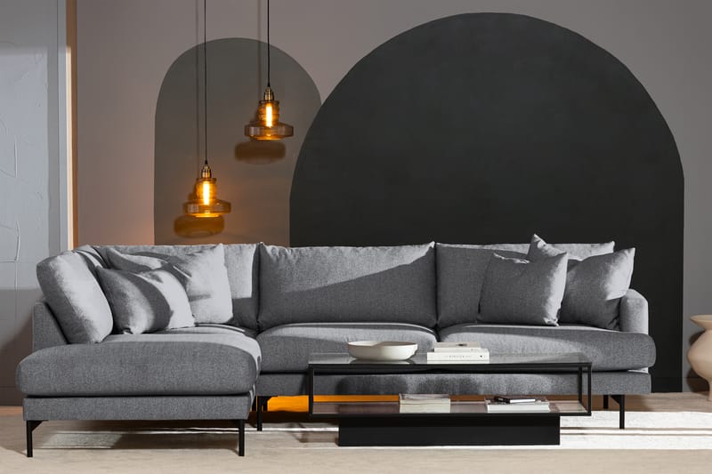 Menard 4-seters Venstrevendt L-formet Sjeselongsofa i Stoff - Grå - Møbler - Sofaer - Sofa med sjeselong