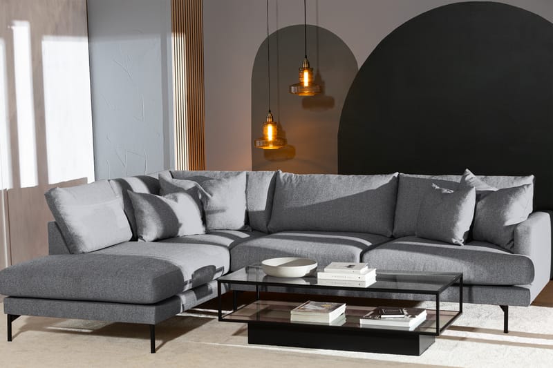 Menard 4-seters Venstrevendt L-formet Sjeselongsofa i Stoff - Grå - Møbler - Sofaer - Sofa med sjeselong