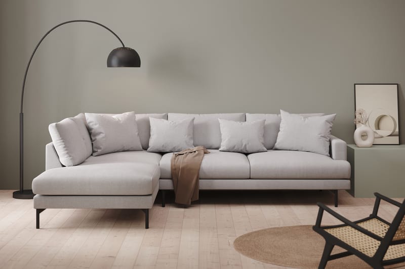 Menard 4-seters Venstrevendt L-formet Sjeselongsofa i Stoff - Lys grå - Møbler - Sofaer - Sofa med sjeselong