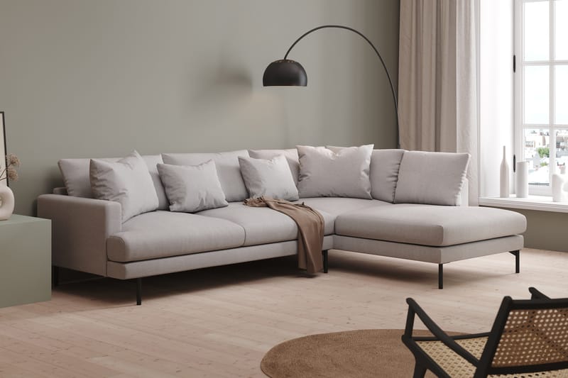Menard 4-seters Venstrevendt L-formet Sjeselongsofa i Stoff - Lys grå - Møbler - Sofaer - Sofa med sjeselong