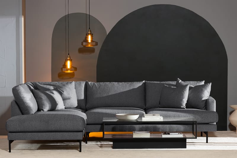 Menard 4-seters Venstrevendt L-formet Sjeselongsofa i Stoff - Mørk grå - Møbler - Sofaer - Sofa med sjeselong