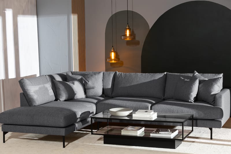 Menard 4-seters Venstrevendt L-formet Sjeselongsofa i Stoff - Mørk grå - Møbler - Sofaer - Sofa med sjeselong