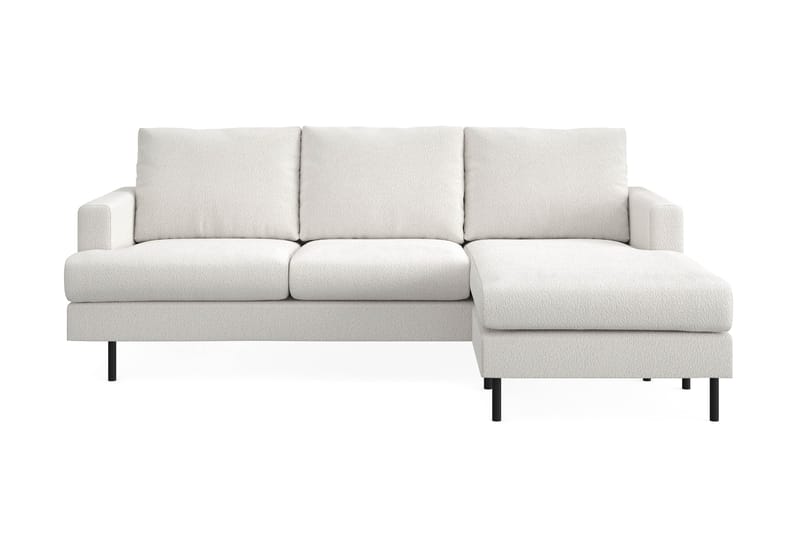 Menard Compact 3-seters Høyrevendt L-formet Divansofa i Bouclé - Hvit - Møbler - Sofaer - Sofa med sjeselong