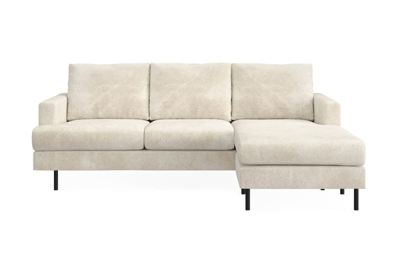 Menard Compact 3-seters Høyrevendt L-formet Divansofa i Fløyel - Kremhvit - Møbler - Sofaer - Sofa med sjeselong