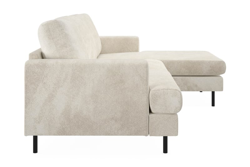 Menard Compact 3-seters Høyrevendt L-formet Divansofa i Fløyel - Kremhvit - Møbler - Sofaer - Sofa med sjeselong