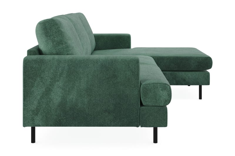 Menard Compact 3-seters Høyrevendt L-formet Divansofa i Fløyel - Mørk grønn - Møbler - Sofaer - Sofa med sjeselong