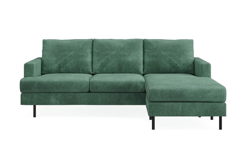 Menard Compact 3-seters Høyrevendt L-formet Divansofa i Fløyel - Mørk grønn - Møbler - Sofaer - Sofa med sjeselong