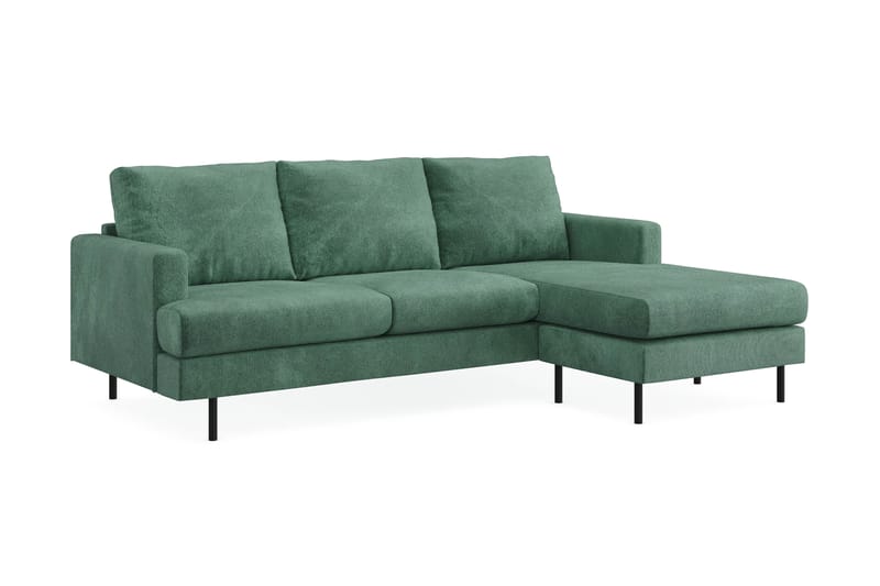 Menard Compact 3-seters Høyrevendt L-formet Divansofa i Fløyel - Mørk grønn - Møbler - Sofaer - Sofa med sjeselong