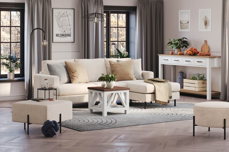 Menard Compact 3-seters Høyrevendt L-formet Divansofa i Manchester - Beige - Møbler - Sofaer - Sofa med sjeselong