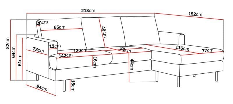 Menard Compact 3-seters Høyrevendt L-formet Divansofa i Manchester - Grå - Møbler - Sofaer - Sofa med sjeselong