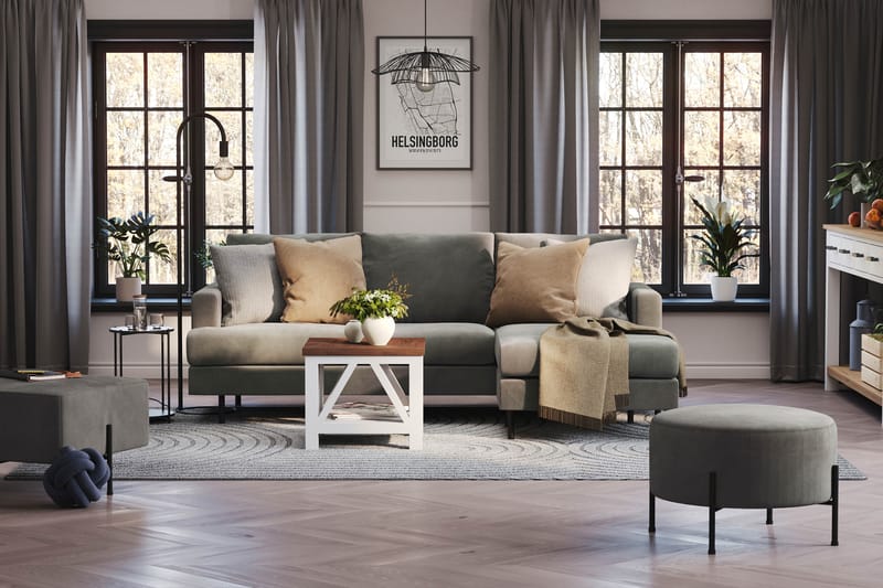 Menard Compact 3-seters Høyrevendt L-formet Divansofa i Manchester - Grå - Møbler - Sofaer - Sofa med sjeselong