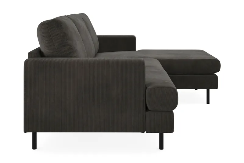 Menard Compact 3-seters Høyrevendt L-formet Divansofa i Manchester - Mørk grå - Møbler - Sofaer - Sofa med sjeselong