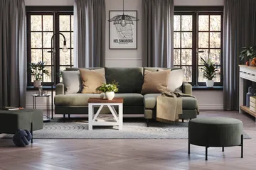 Menard Compact 3-seters Høyrevendt L-formet Divansofa i Manchester - Mørk grønn - Møbler - Sofaer - Sofa med sjeselong