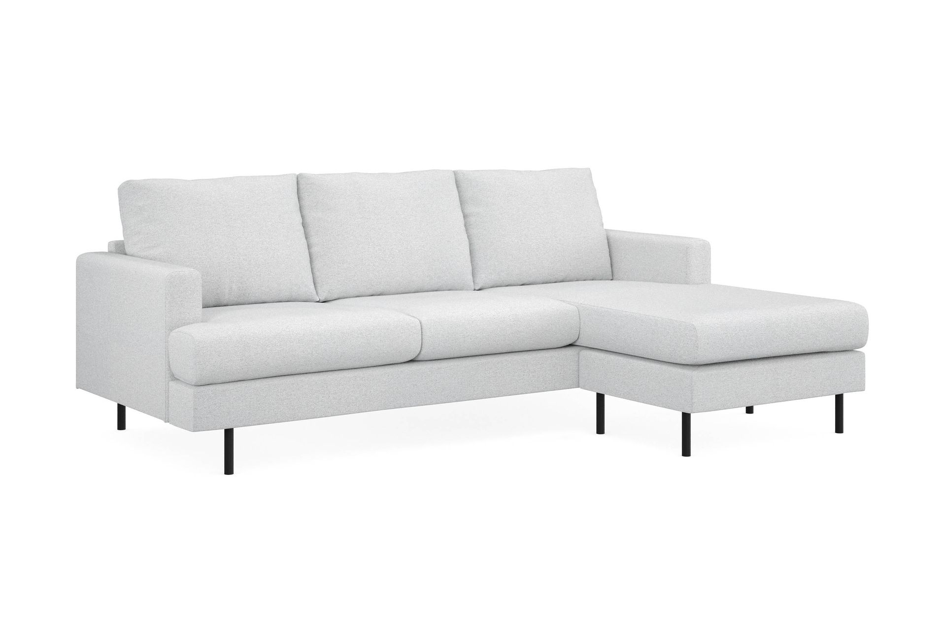 Menard Compact 3-seters Høyrevendt L-formet Divansofa i Stoff - Lys grå - Møbler - Sofaer - Sofa med sjeselong