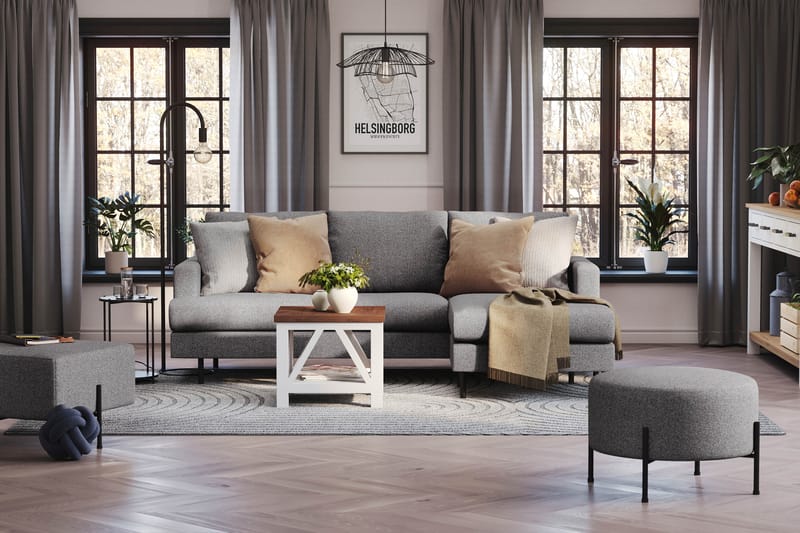 Menard Compact 3-seters Høyrevendt L-formet Divansofa i Stoff - Mørk grå - Møbler - Sofaer - Sofa med sjeselong