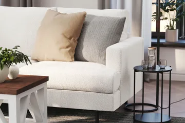 Menard Compact 3-seters Venstrevendt L-formet Divansofa i Bouclé - Hvit - Møbler - Sofaer - Sofa med sjeselong