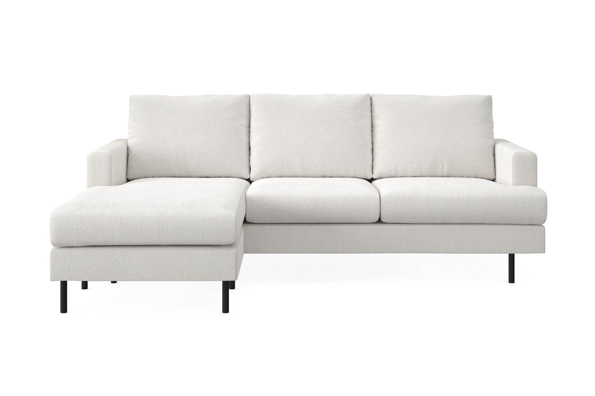 Menard Compact 3-seters Venstrevendt L-formet Divansofa i Bouclé - Hvit