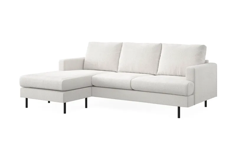 Menard Compact 3-seters Venstrevendt L-formet Divansofa i Bouclé - Hvit - Møbler - Sofaer - Sofa med sjeselong