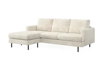 Menard Compact 3-seters Venstrevendt L-formet Divansofa i Fløyel - Kremhvit - Møbler - Sofaer - Sofa med sjeselong