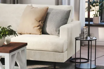 Menard Compact 3-seters Venstrevendt L-formet Divansofa i Fløyel - Kremhvit - Møbler - Sofaer - Sofa med sjeselong