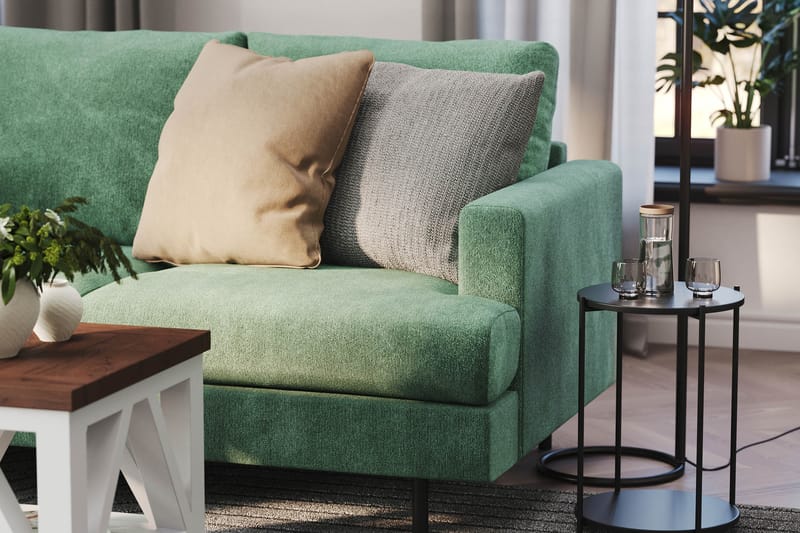 Menard Compact 3-seters Venstrevendt L-formet Divansofa i Fløyel - Mørk grønn - Møbler - Sofaer - Sofa med sjeselong