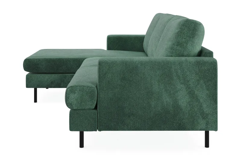 Menard Compact 3-seters Venstrevendt L-formet Divansofa i Fløyel - Mørk grønn - Møbler - Sofaer - Sofa med sjeselong