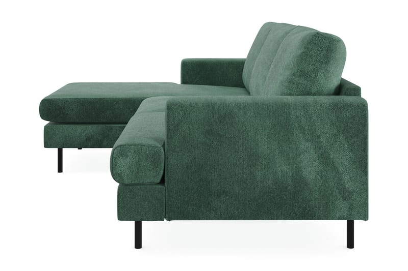 Menard Compact 3-seters Venstrevendt L-formet Divansofa i Fløyel - Mørk grønn - Møbler - Sofaer - Sofa med sjeselong