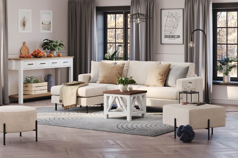 Menard Compact 3-seters Venstrevendt L-formet Divansofa i Manchester - Beige - Møbler - Sofaer - Sofa med sjeselong