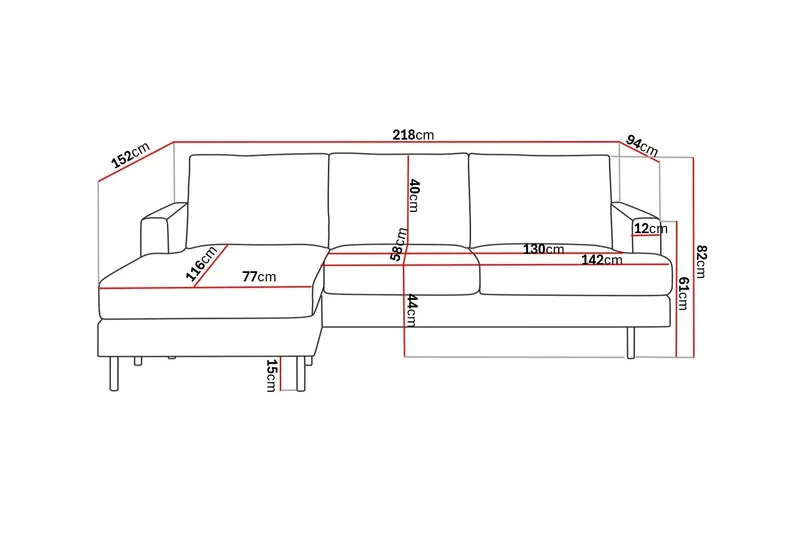 Menard Compact 3-seters Venstrevendt L-formet Divansofa i Manchester - Beige - Møbler - Sofaer - Sofa med sjeselong
