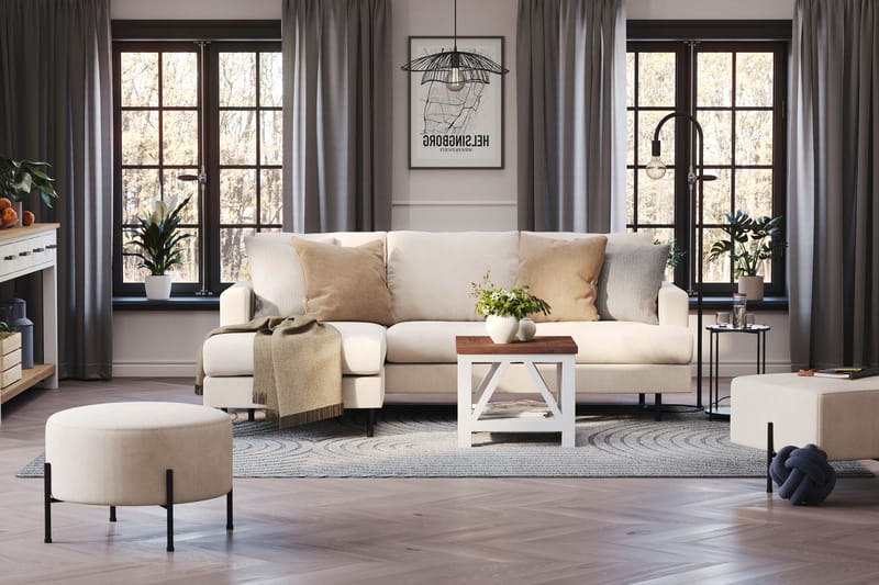 Menard Compact 3-seters Venstrevendt L-formet Divansofa i Manchester - Beige - Møbler - Sofaer - Sofa med sjeselong