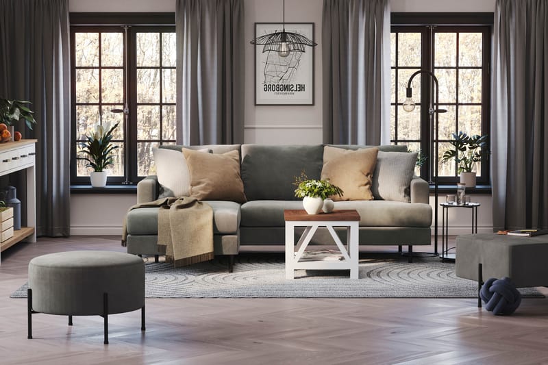 Menard Compact 3-seters Venstrevendt L-formet Divansofa i Manchester - Grå - Møbler - Sofaer - Sofa med sjeselong