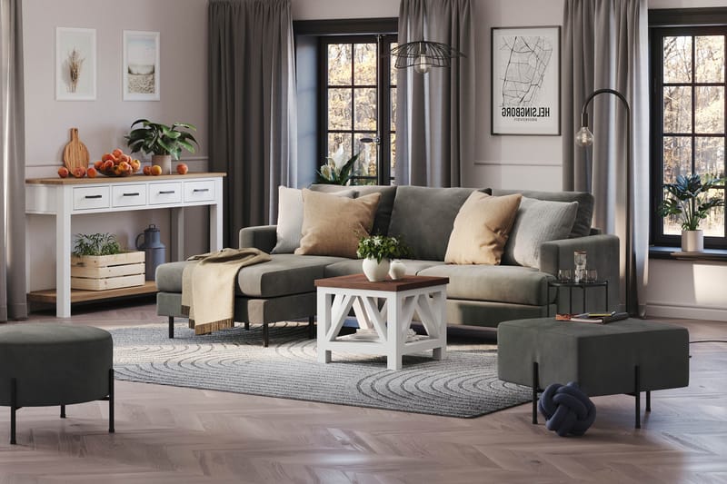 Menard Compact 3-seters Venstrevendt L-formet Divansofa i Manchester - Grå - Møbler - Sofaer - Sofa med sjeselong