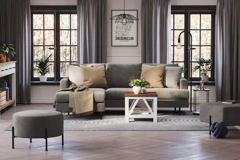 Menard Compact 3-seters Venstrevendt L-formet Divansofa i Manchester - Grå - Møbler - Sofaer - Sofa med sjeselong