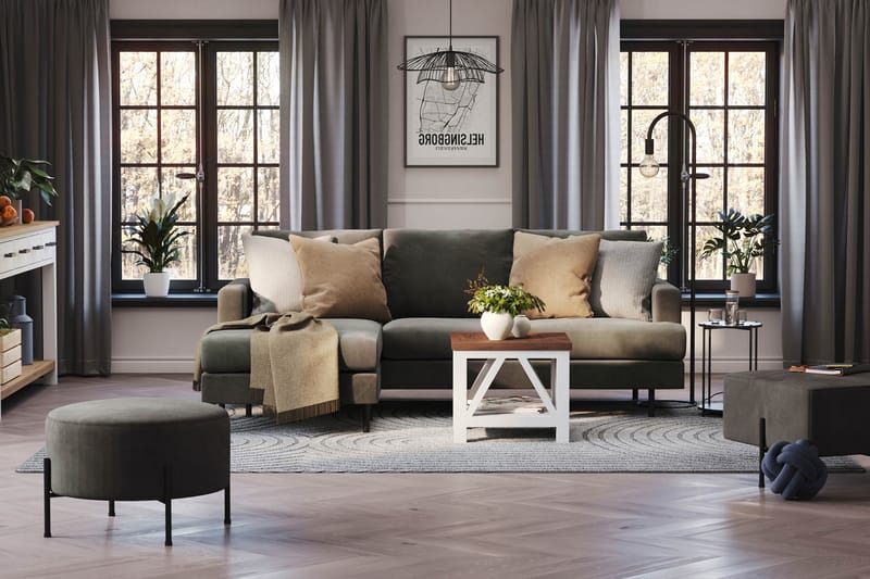 Menard Compact 3-seters Venstrevendt L-formet Divansofa i Manchester - Mørk grå - Møbler - Sofaer - Sofa med sjeselong