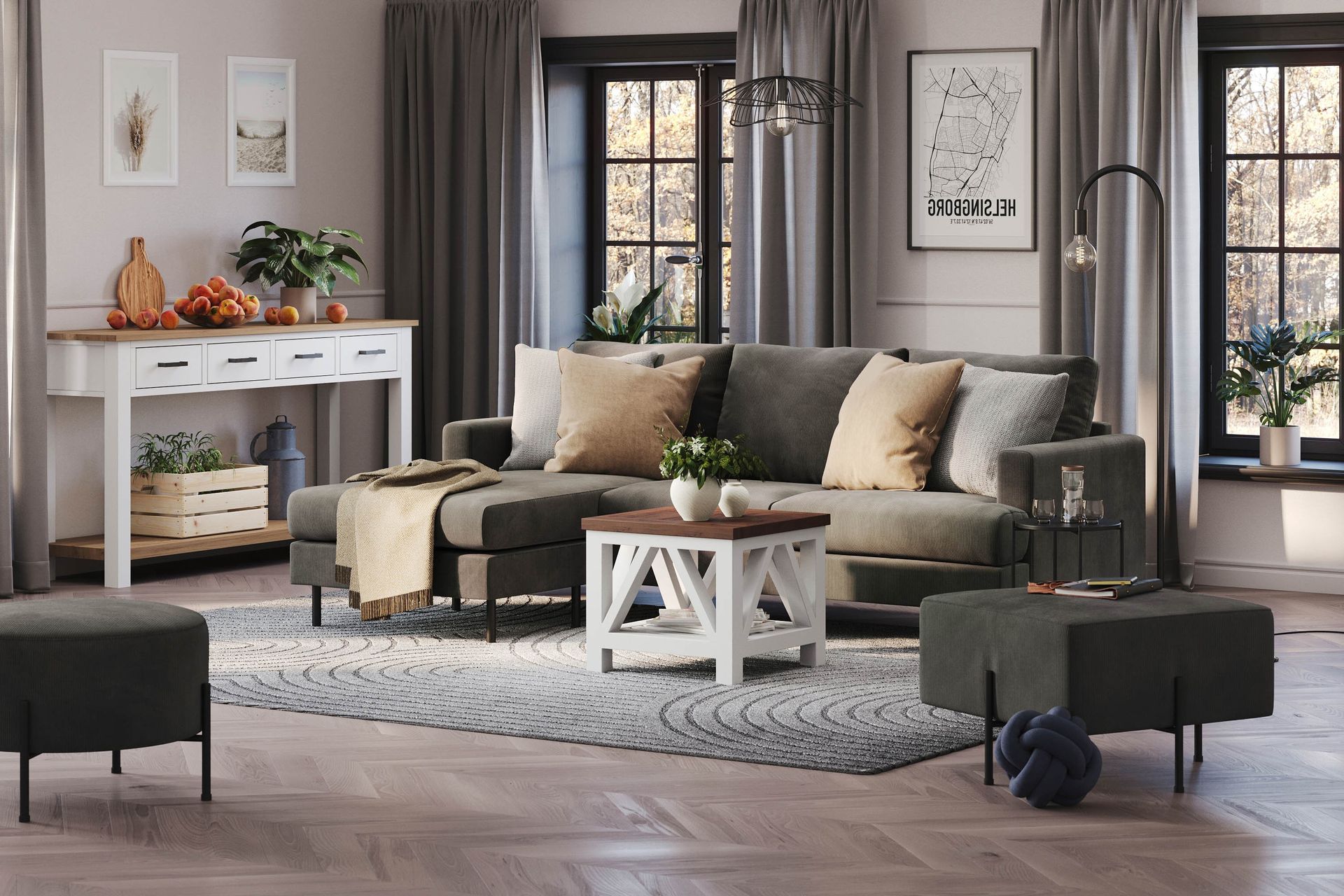 Menard Compact 3-seters Venstrevendt L-formet Divansofa i Manchester - Mørk grå - Møbler - Sofaer - Sofa med sjeselong