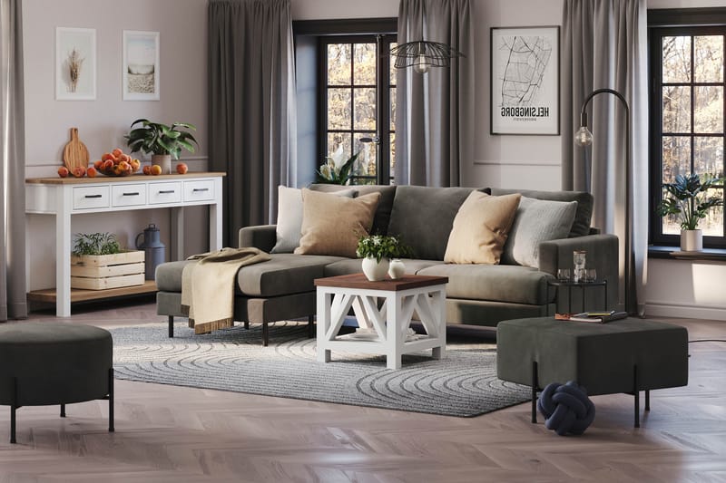 Menard Compact 3-seters Venstrevendt L-formet Divansofa i Manchester - Mørk grå - Møbler - Sofaer - Sofa med sjeselong