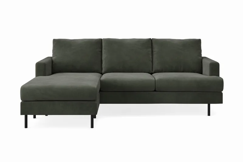 Menard Compact 3-seters Venstrevendt L-formet Divansofa i Manchester - Mørk grønn - Møbler - Sofaer - Sofa med sjeselong