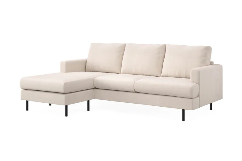 Menard Compact 3-seters Venstrevendt L-formet Divansofa i Stoff - Beige - Møbler - Sofaer - Sofa med sjeselong
