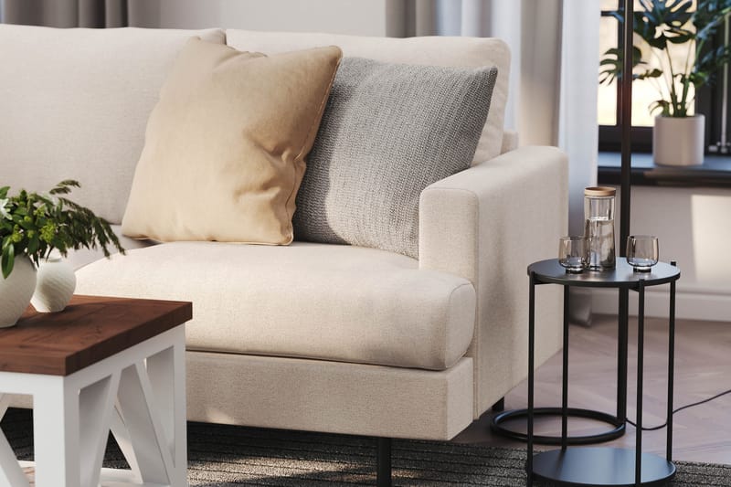 Menard Compact 3-seters Venstrevendt L-formet Divansofa i Stoff - Beige - Møbler - Sofaer - Sofa med sjeselong