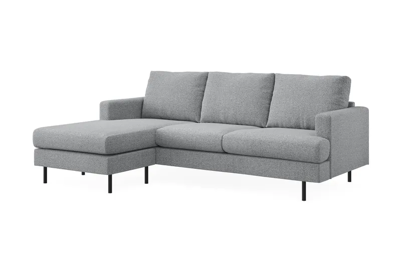 Menard Compact 3-seters Venstrevendt L-formet Divansofa i Stoff - Grå - Møbler - Sofaer - Sofa med sjeselong