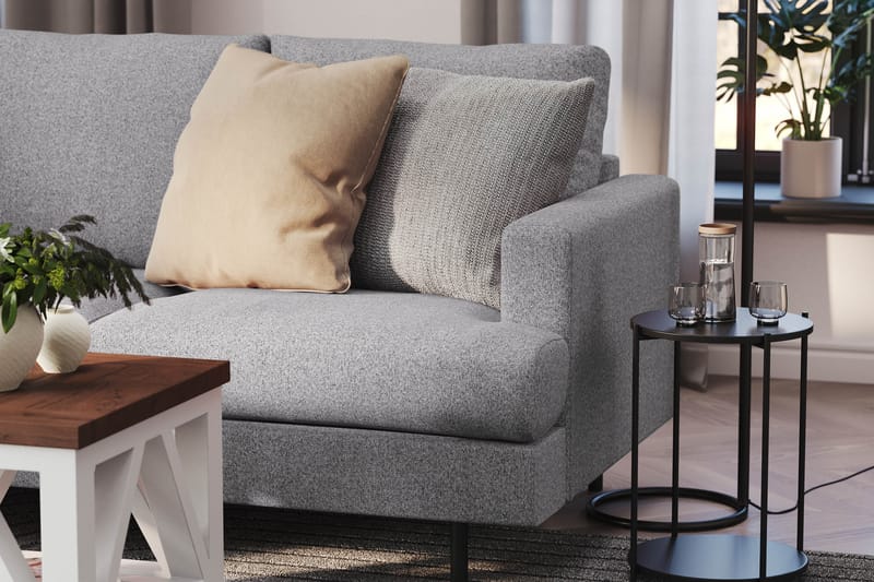 Menard Compact 3-seters Venstrevendt L-formet Divansofa i Stoff - Grå - Møbler - Sofaer - Sofa med sjeselong