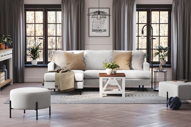 Menard Compact 3-seters Venstrevendt L-formet Divansofa i Stoff - Lys grå - Møbler - Sofaer - Sofa med sjeselong