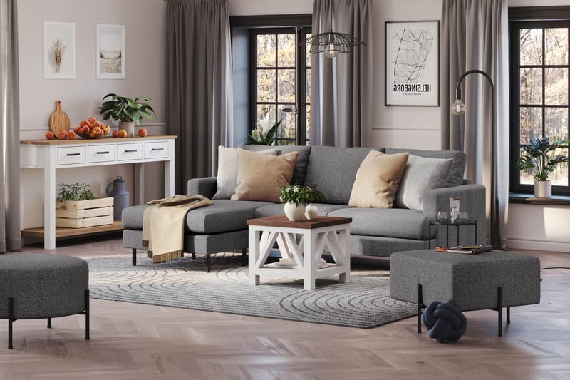 Menard Compact 3-seters Venstrevendt L-formet Divansofa i Stoff - Mørk grå - Møbler - Sofaer - Sofa med sjeselong