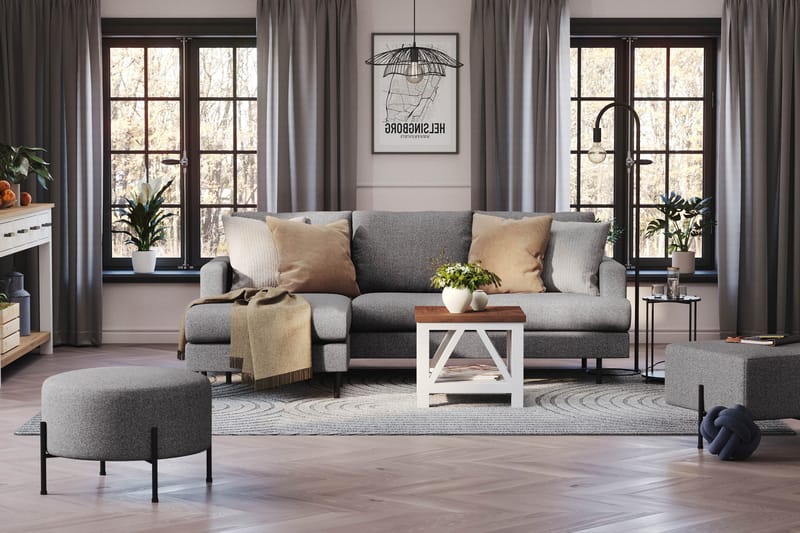 Menard Compact 3-seters Venstrevendt L-formet Divansofa i Stoff - Mørk grå - Møbler - Sofaer - Sofa med sjeselong