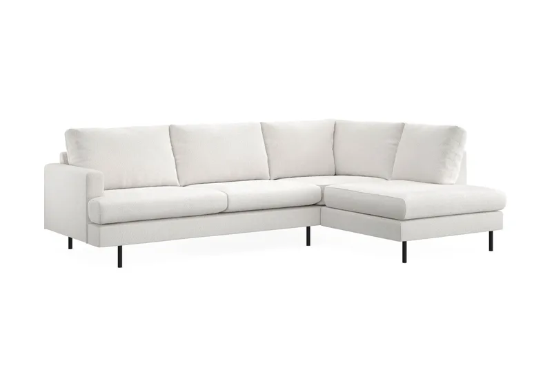 Menard Compact 4-seters Høyrevendt L-formet Sjeselongsofa i Bouclé - Hvit - Møbler - Sofaer - Sofa med sjeselong