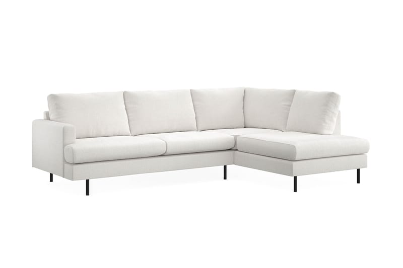 Menard Compact 4-seters Høyrevendt L-formet Sjeselongsofa i Bouclé - Hvit - Møbler - Sofaer - Sofa med sjeselong