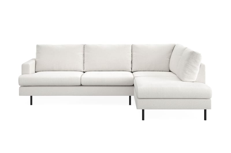 Menard Compact 4-seters Høyrevendt L-formet Sjeselongsofa i Bouclé - Hvit - Møbler - Sofaer - Sofa med sjeselong